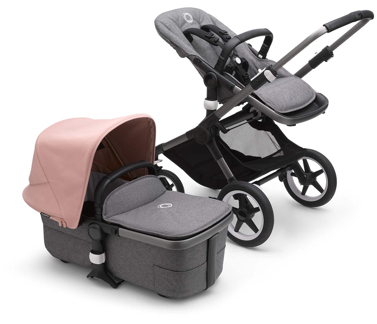 Bugaboo Fox3 Complete Stroller Bundle - Graphite / Grey Melange / Morning Pink