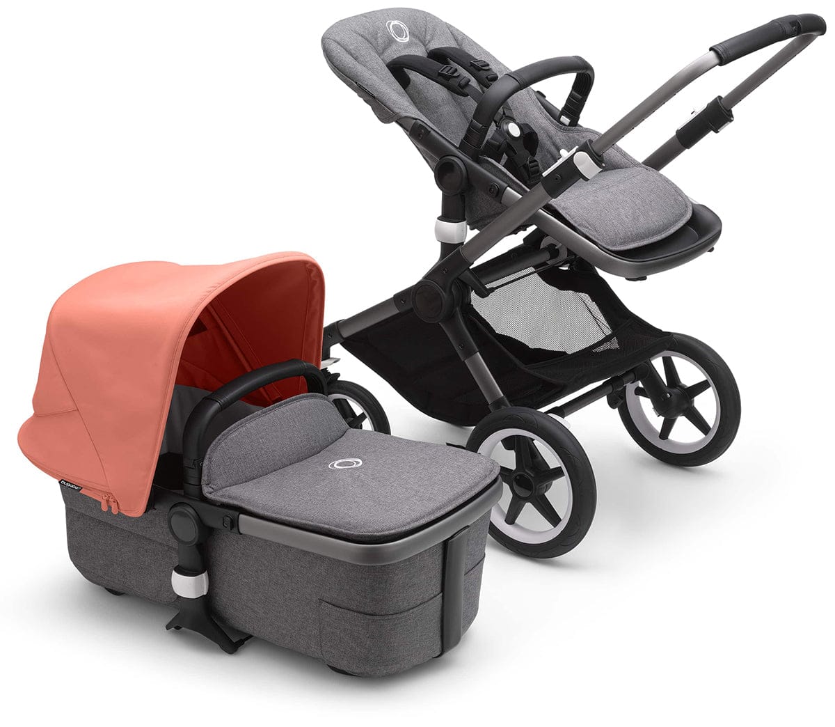 Bugaboo Fox3 Complete Stroller Bundle - Graphite / Grey Melange / Sunrise Red - 2306010049-2306010064