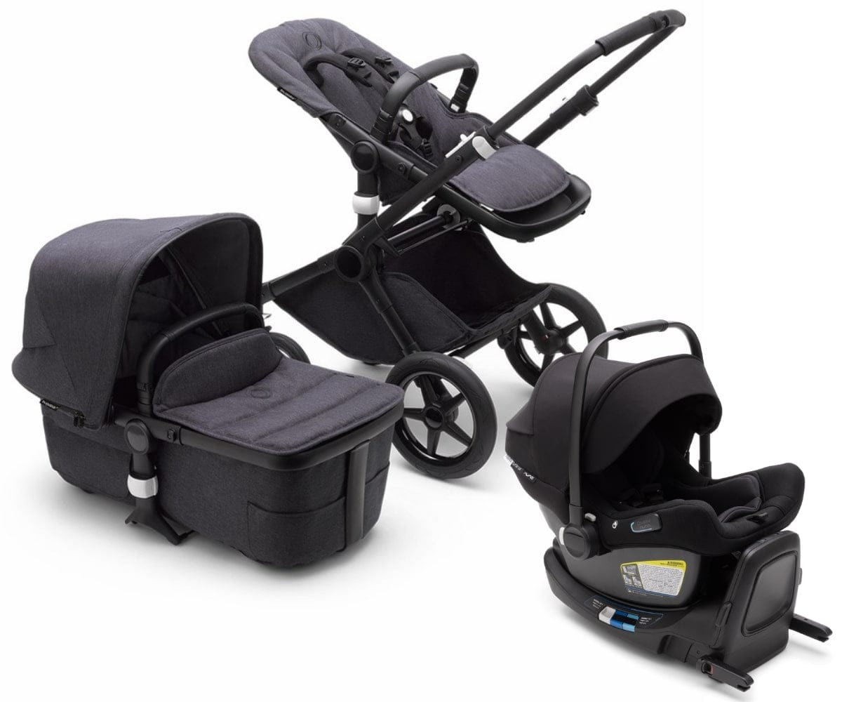 Bugaboo Fox3 Mineral + Turtle Air Travel System Bundle - Black / Washed Black / Black
