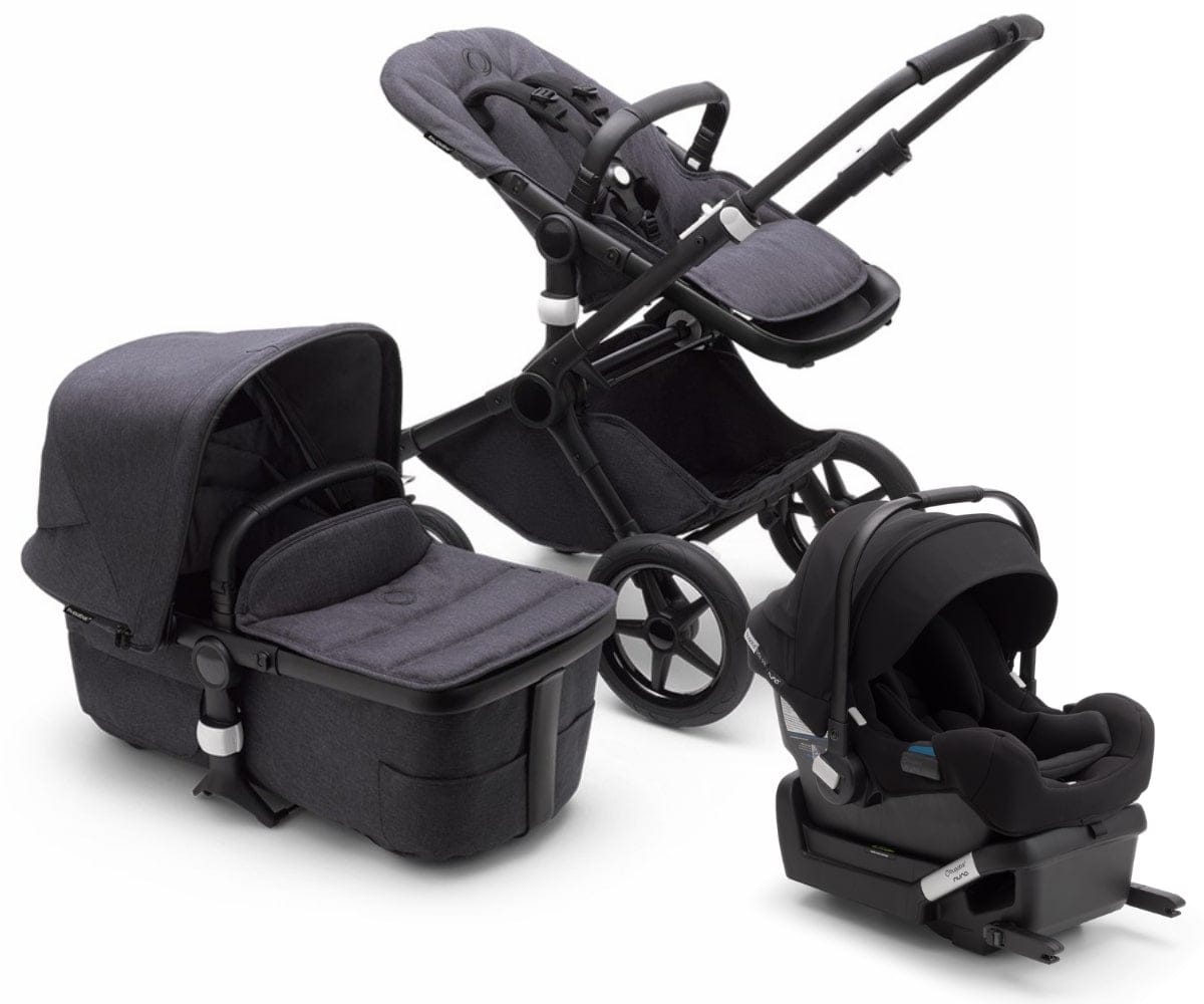 Bugaboo Fox3 Mineral + Turtle One Travel System Bundle - Black / Washed Black / Black - 2306010036-81703ZW01