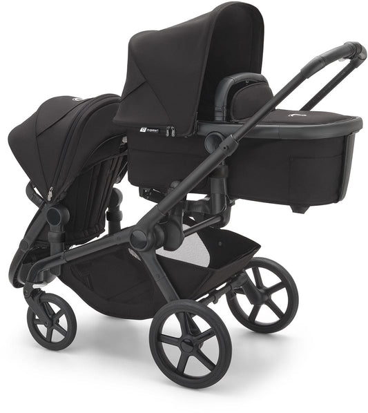 Bugaboo Kangaroo All-Position Newborn Double Stroller Bundle - Black / Midnight Black / Misty White - APN-100280019-100281020