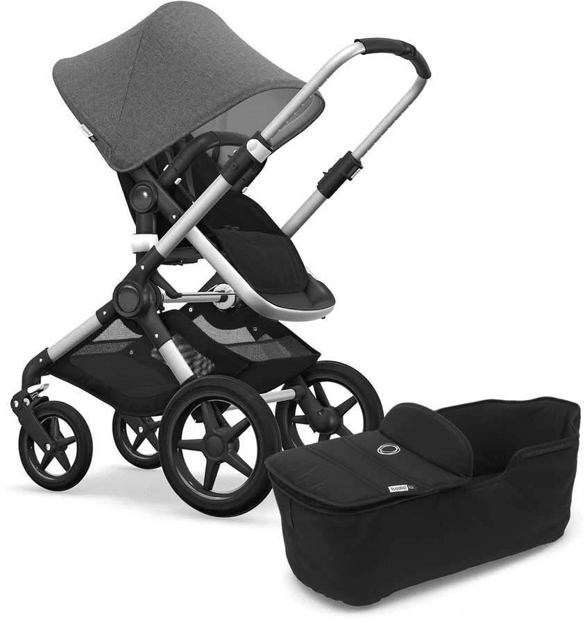 Bugaboo OPEN BOX Fox Complete Stroller - Aluminum/Black/Grey Melange - 231110GM01-OB