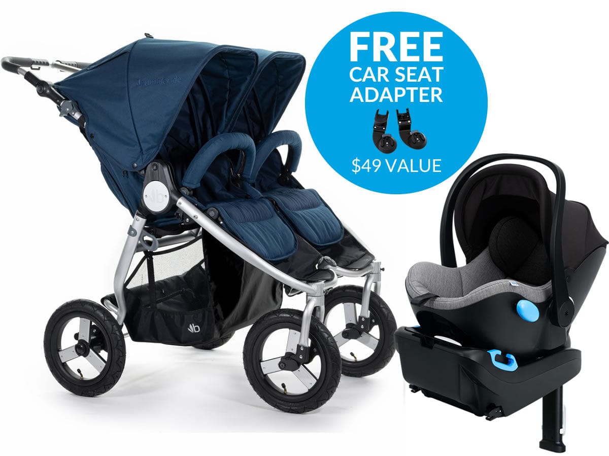 Bumbleride Indie Twin + Clek Liing Travel System - Maritime Blue/Thunder - IT-980MB-LG19U1-GYB2