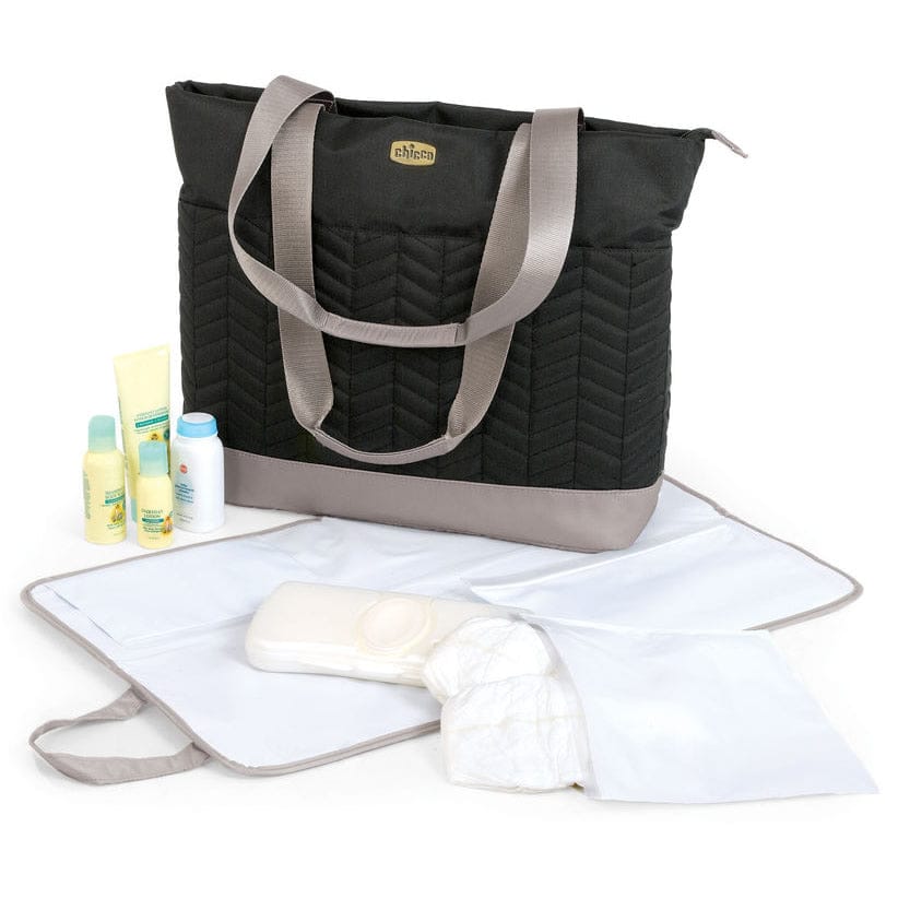 Chicco Chevron Tote Diaper Bag - Black - 06079396950070