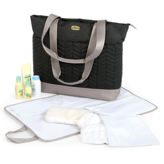 Chicco Chevron Tote Diaper Bag - Black - 06079396950070