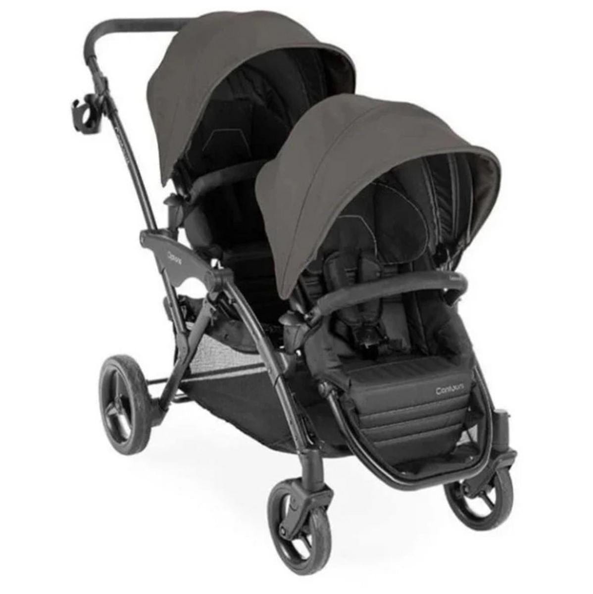 Contours Options V2 Lightweight Inline Tandem Double Stroller with Reversible Seats, Greige