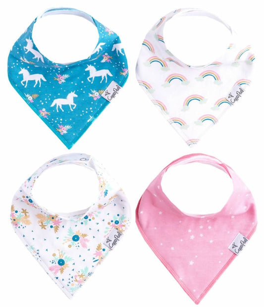 Copper Pearl Baby Bandana Bibs, 4 Pack - Whimsy