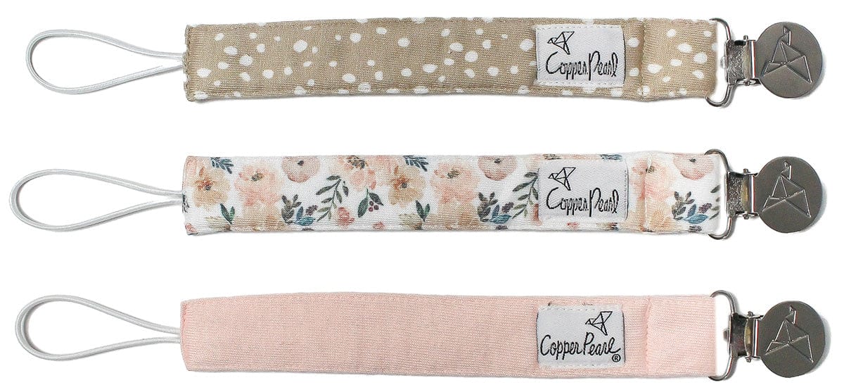 Copper Pearl Binky Clips, 3 Pack - Autumn