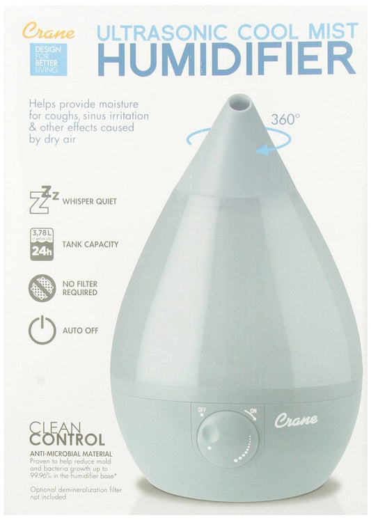 Crane Cool Mist Drop Shape Humidifier - Gray - EE-5301GR
