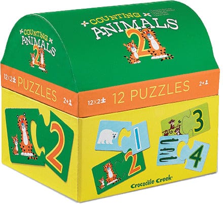 Crocodile Creek 2-Piece First Puzzles, Set of 12 - Counting Animals - 2951-8