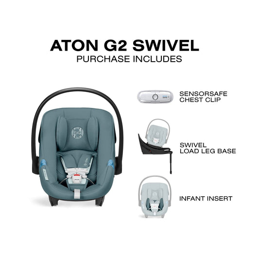 Cybex Aton G2 Swivel Infant Car Seat with Load Leg Base - Stormy Blue - 524002357