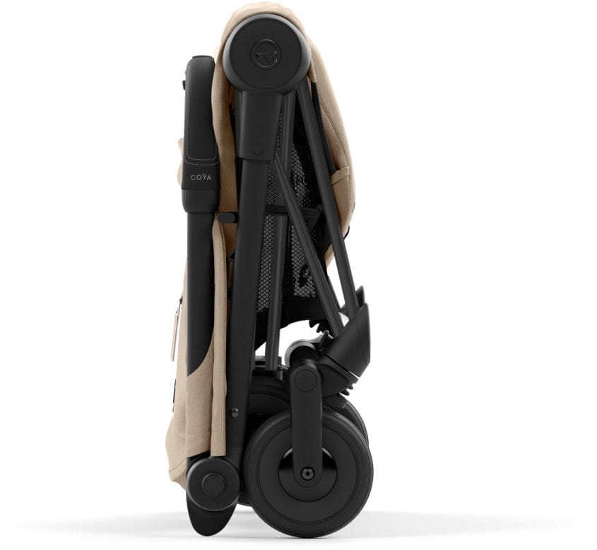 Cybex COYA Compact Stroller + Cloud G Lux SensorSafe Travel System Bundle - Matte Black / Cozy Beige / Moon Black - 522005207-522001401