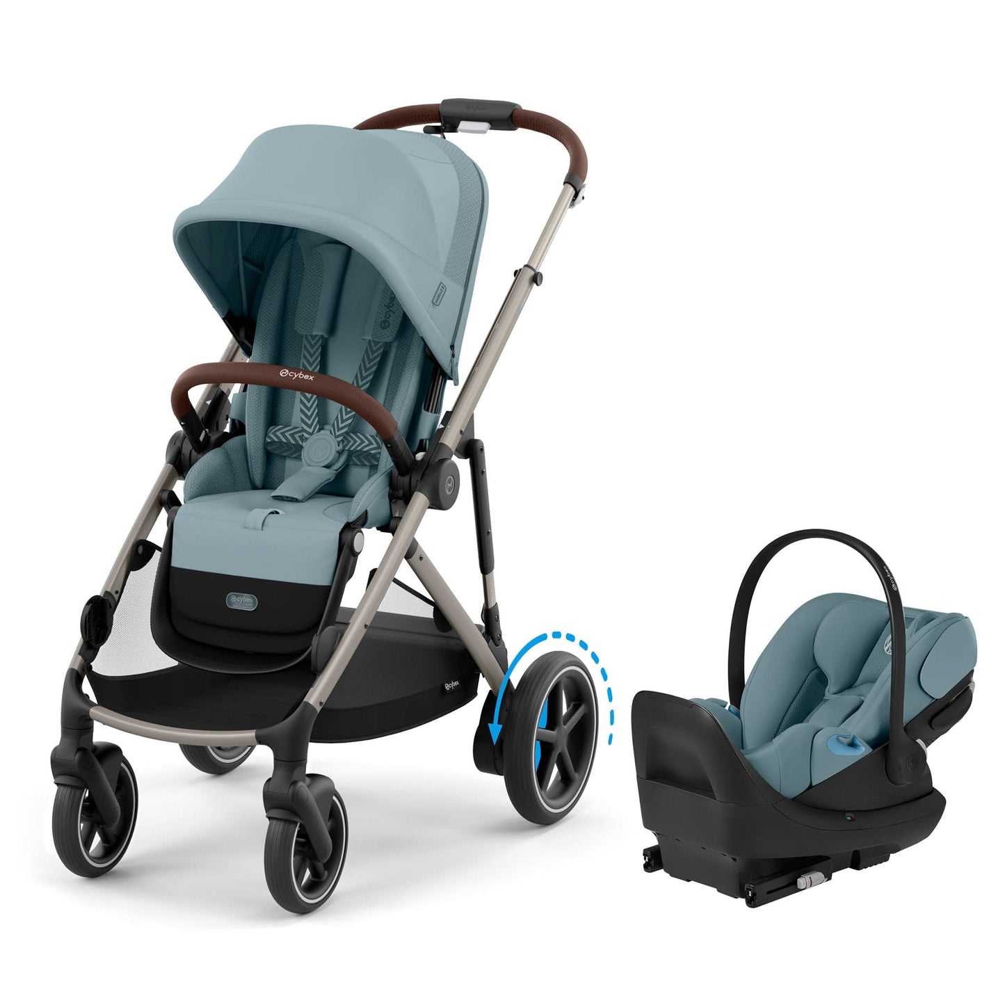 Cybex eGazelle S Stroller + Cloud G Pro Travel System Bundle - Taupe Frame / Stormy Blue - 525001127