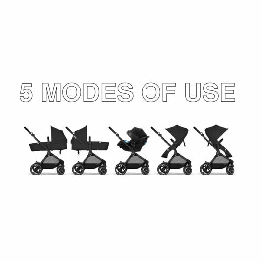 Cybex EOS 5-in-1 Travel System Stroller + Lightweight Aton G Infant Car Seat - Black / Moon Black - 522005671