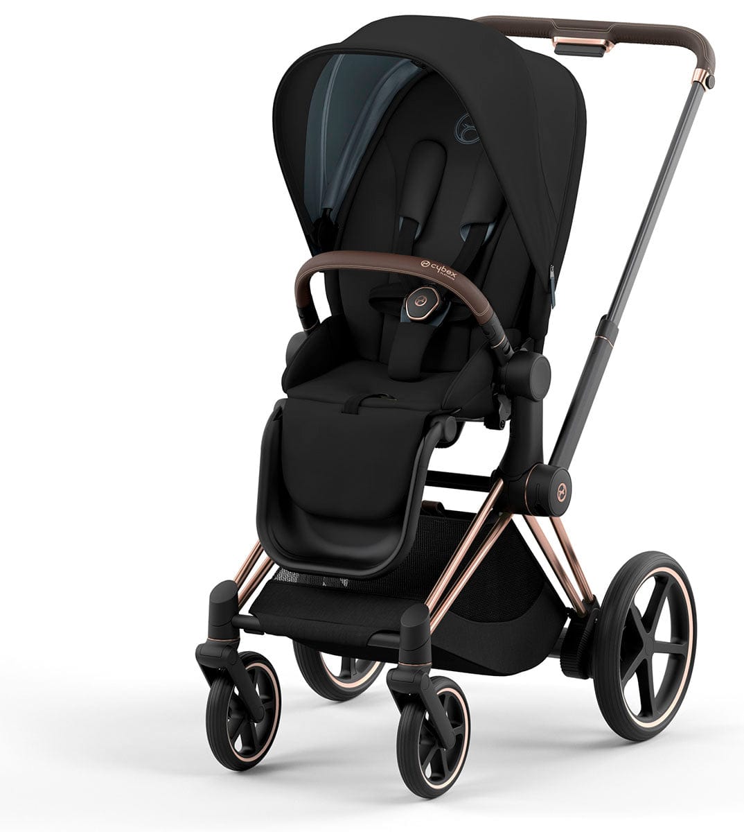 Cybex ePriam 2 Electronic Assist Stroller (One Box) - Rose Gold / Brown / Deep Black - 521004189