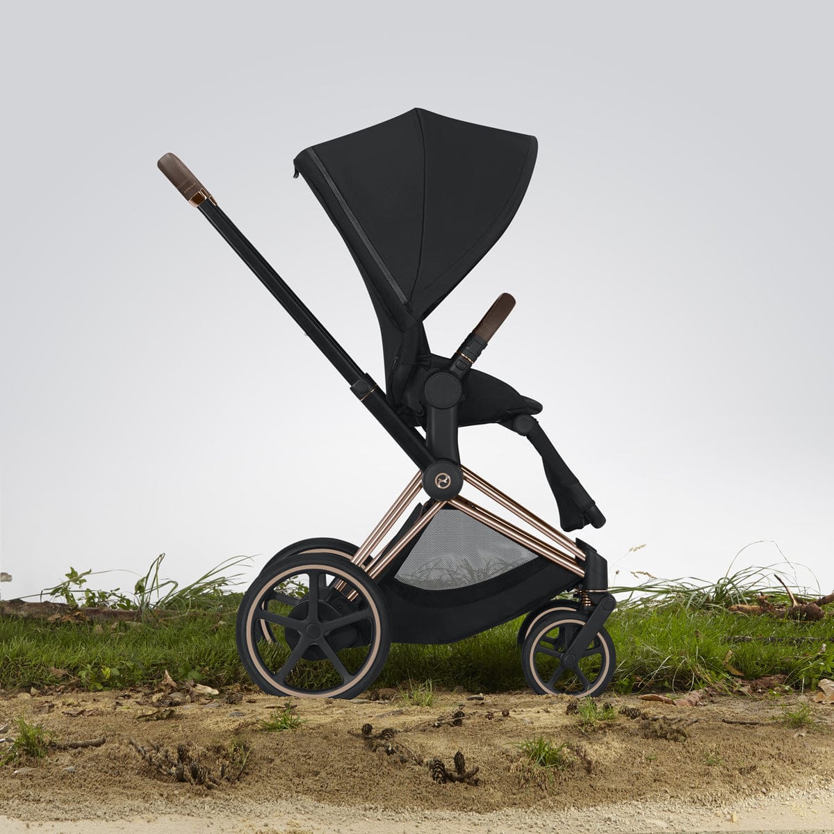 Cybex ePriam Electronic Assist Stroller - Chrome/Black/Black - 519003537-B
