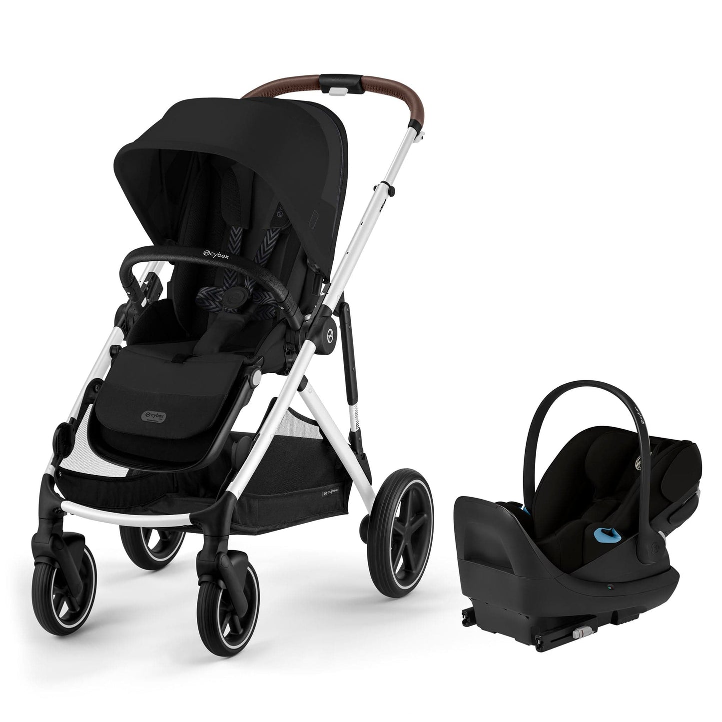Cybex Gazelle S Stroller + Cloud G Pro Travel System Bundle - Silver Frame / Moon Black - 525001119