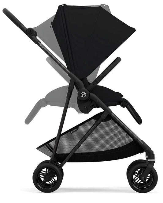 Cybex Melio Carbon 3 Compact Stroller + Melio Cot 3 Bundle - Moon Black - 522002401-522003835