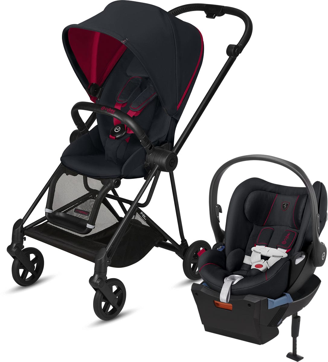 Cybex Mios Stroller - Ferrari Black + FREE 2018 Matching Cloud Q Infant Car Seat - 519000073-519000013