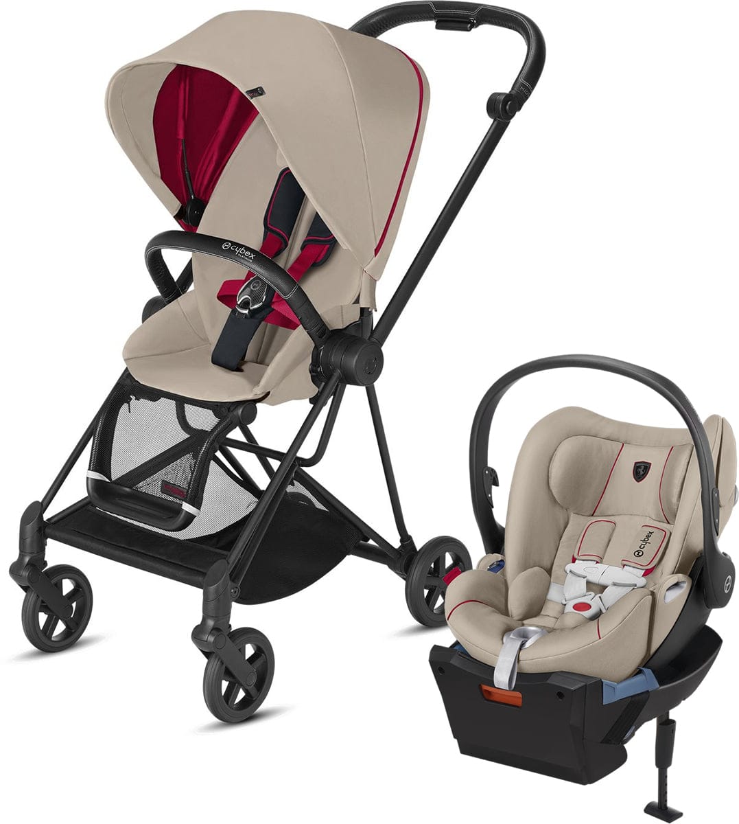 Cybex Mios Stroller + 2018 Matching Cloud Q Infant Car Seat Travel System - Ferrari Silver - 519000083-519000015