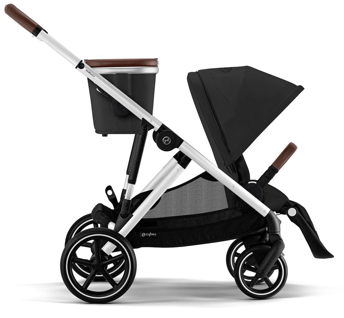 Cybex OPEN BOX Gazelle S 2 Single-to-Double Stroller - Silver Frame / Moon Black - 522004813-ob