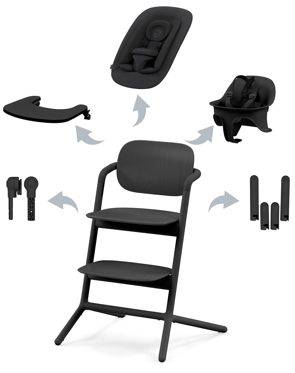 Cybex OPEN BOX LEMO 2 High Chair 4-in-1 Set - Stunning Black - 521004461-ob