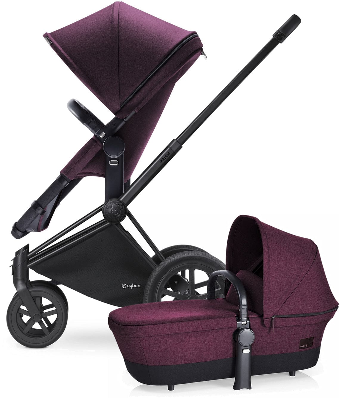 Cybex Priam 2017 / 2018 2-in-1 All-Terrain Stroller - Matte Black/Grape Juice - CBXPRLTTERRMBGJ