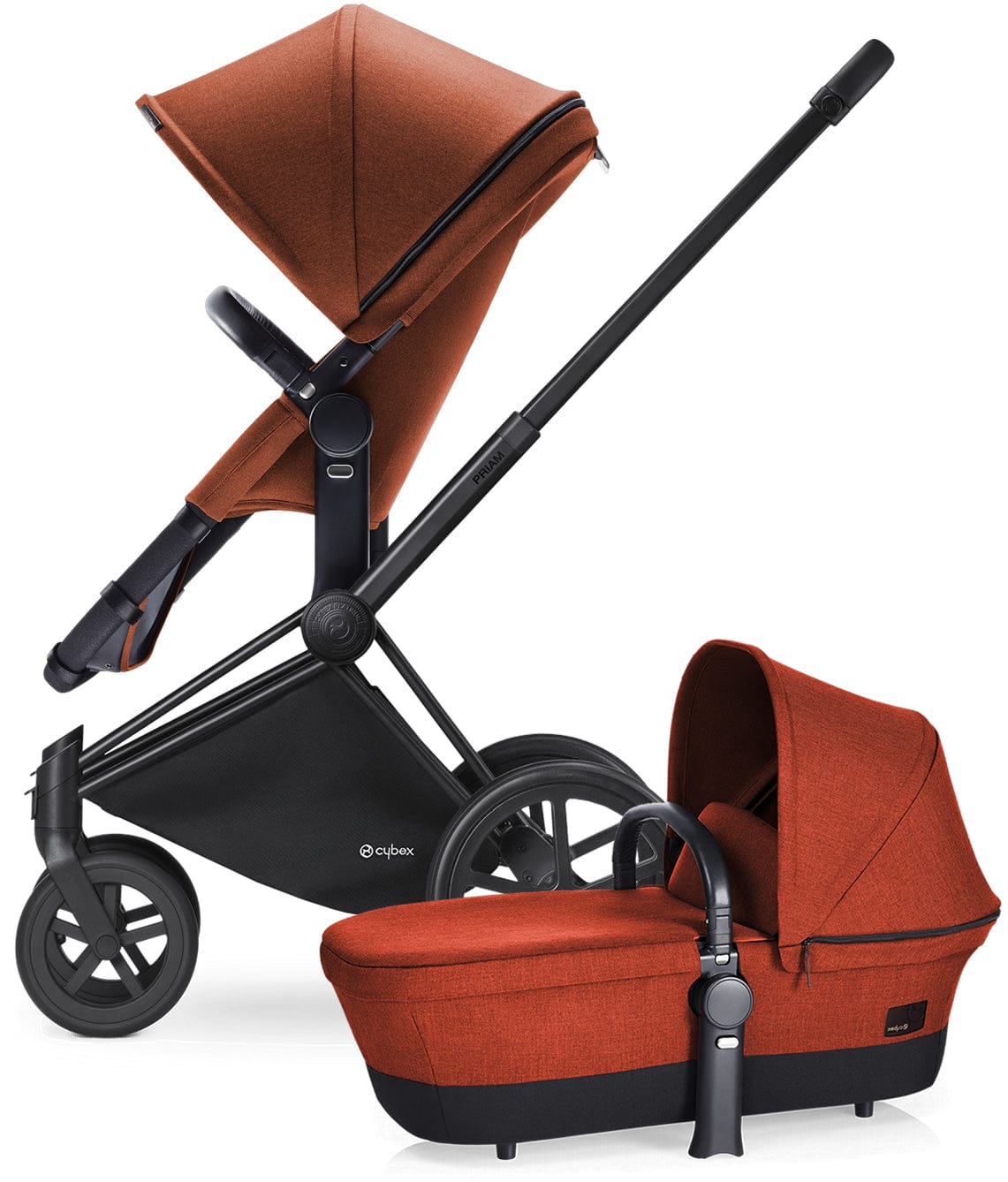 Cybex Priam 2-in-1 Trekking Stroller - Matte Black/Autumn Gold - CBXPRLTTREKMBAG