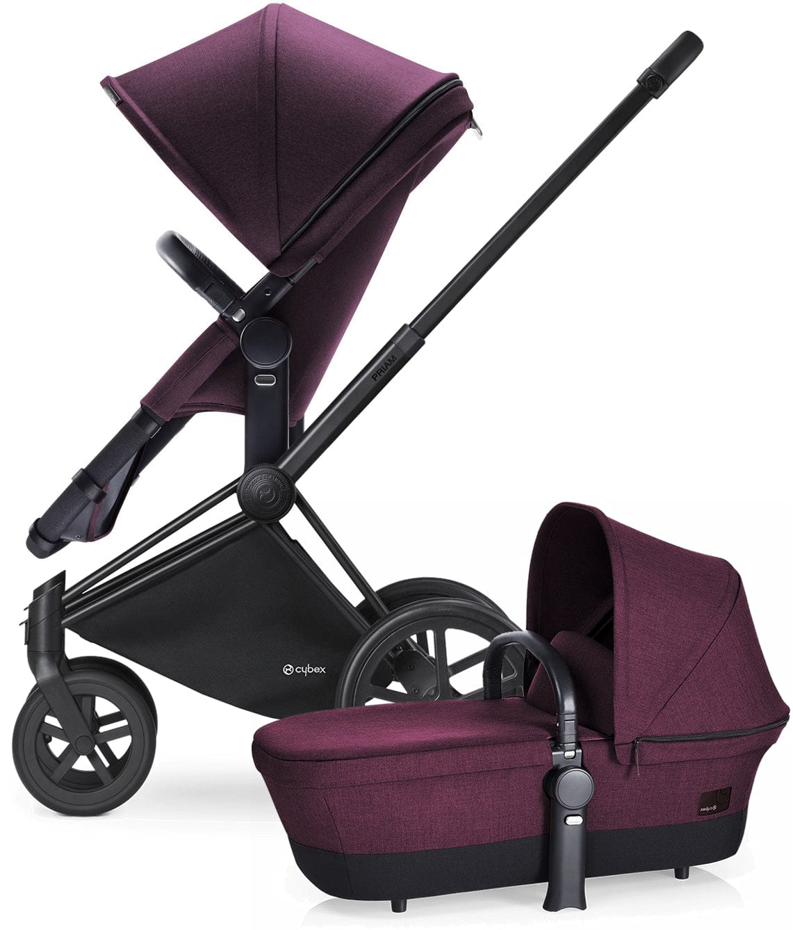 Cybex Priam 2-in-1 Trekking Stroller - Matte Black/Grape Juice - CBXPRLTTREKMBGJ