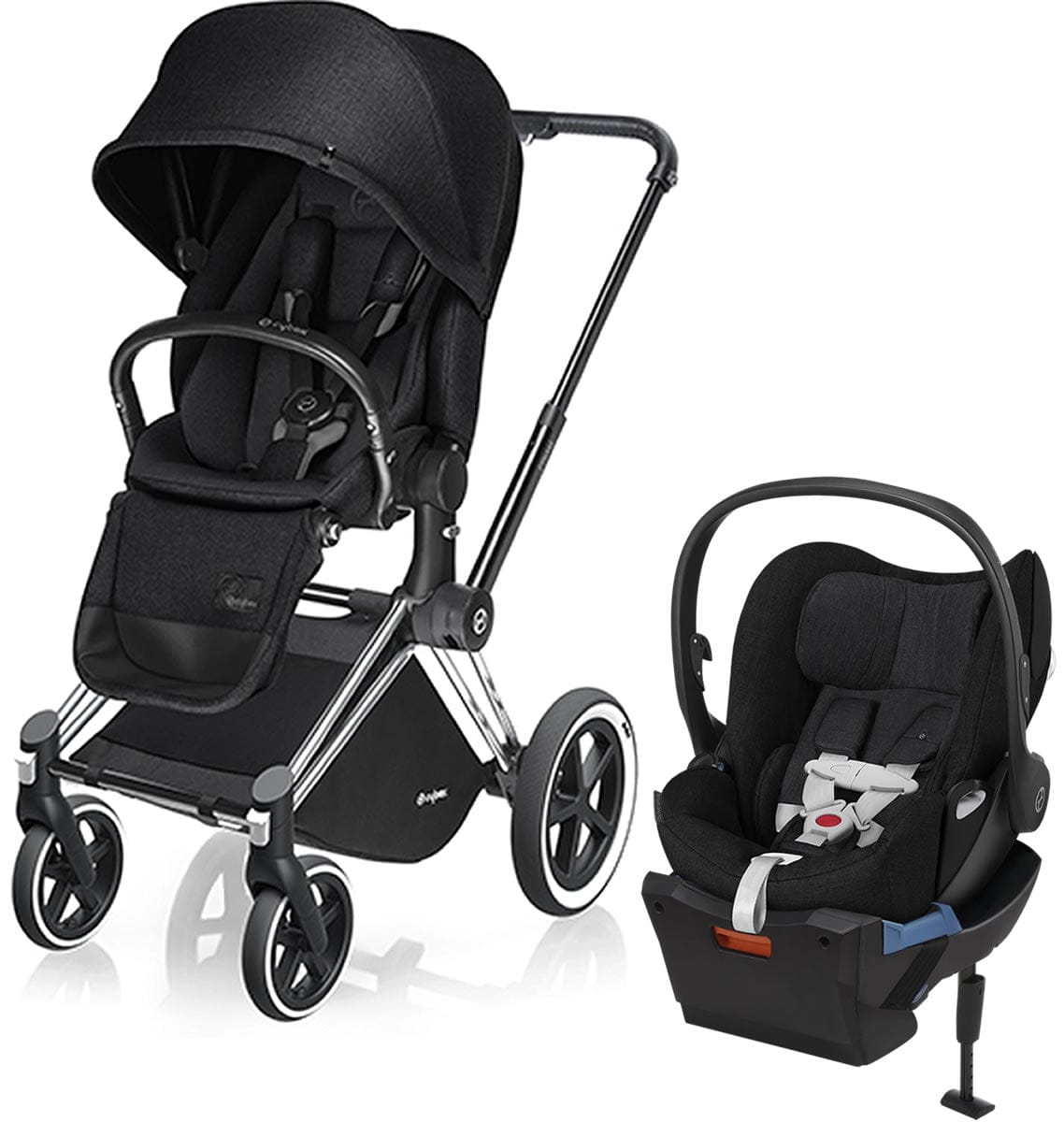 Cybex Priam Lux All-Terrain + Cloud Q Plus Travel System - Chrome / Stardust Black - 518002351-517001047