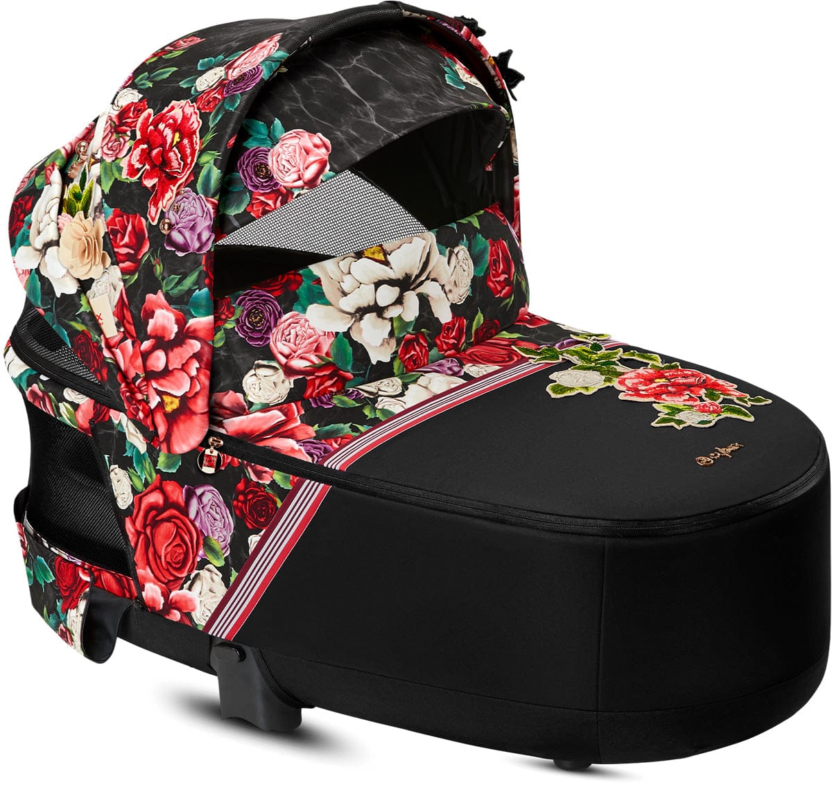 Cybex Priam Lux Carry Cot Spring Blossom Dark Black