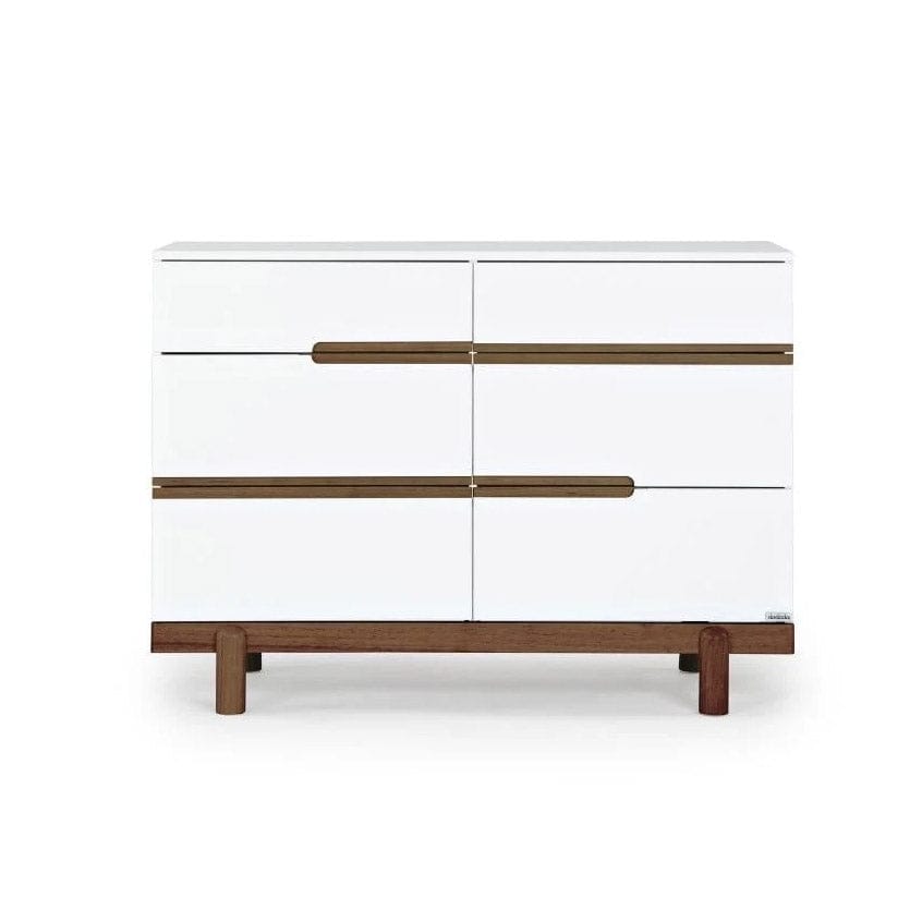 Bliss 6-Drawer Dresser, White/Walnut