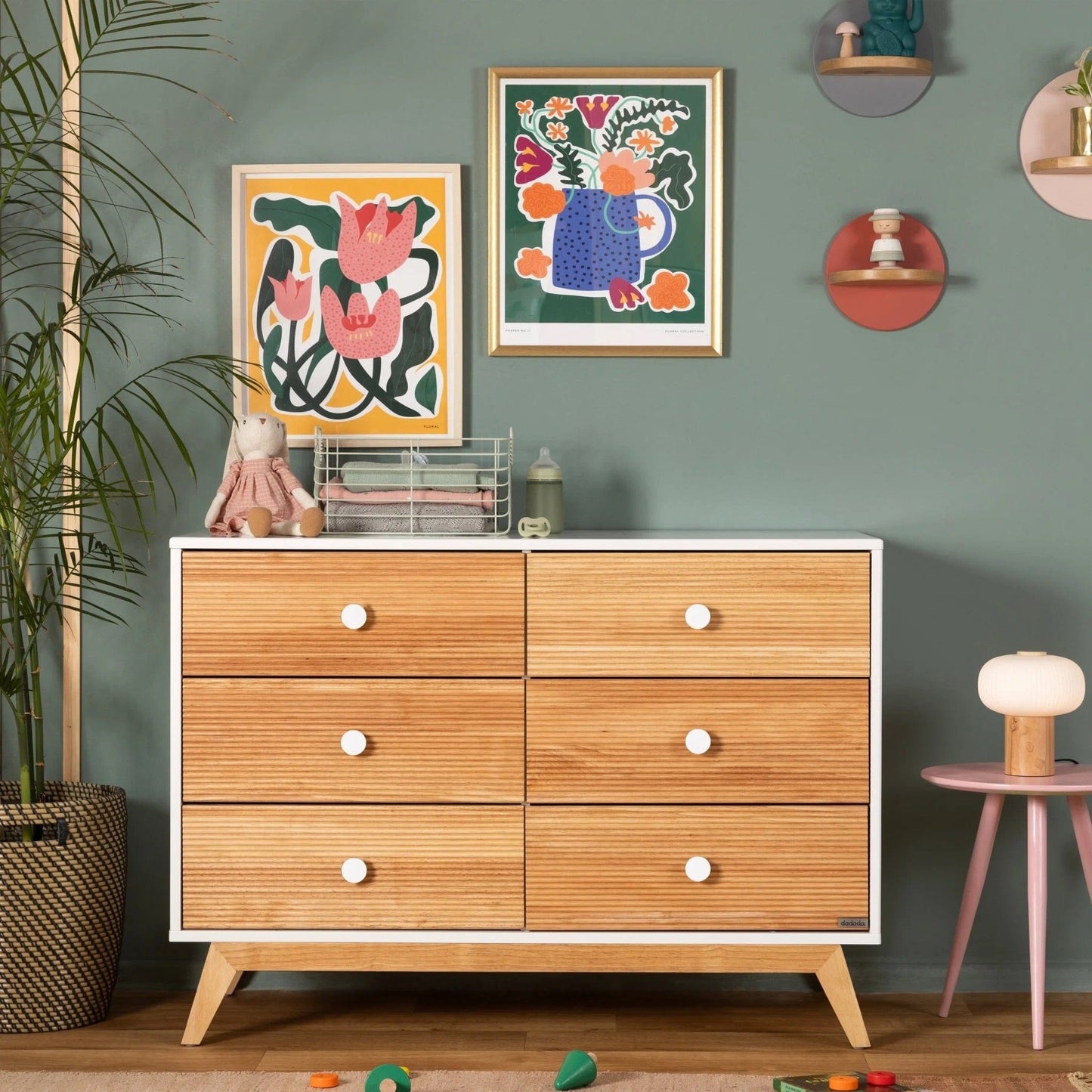 dadada Merry 6-Drawer Dresser - White / Natural - 409231-DA
