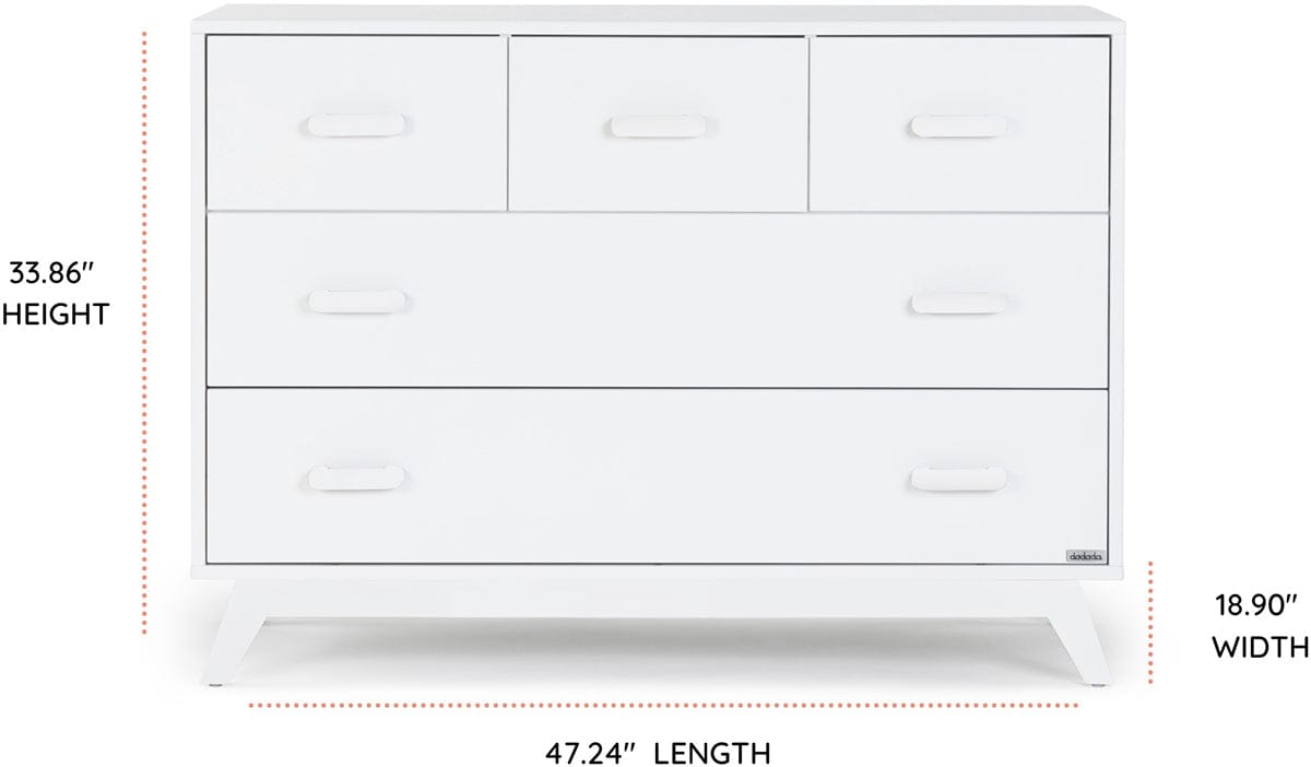dadada Soho 5-Drawer Dresser - All White - 412201-DA