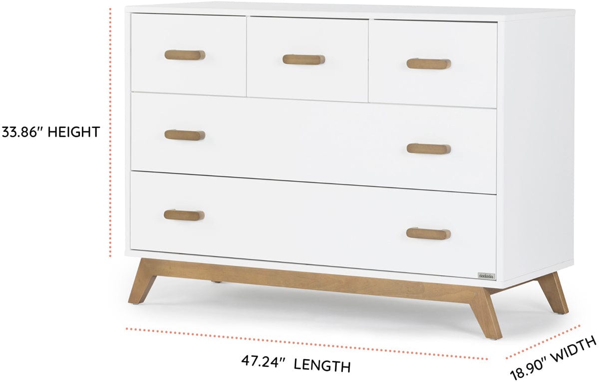 dadada Soho 5-Drawer Dresser - White / Walnut - 412208-DA