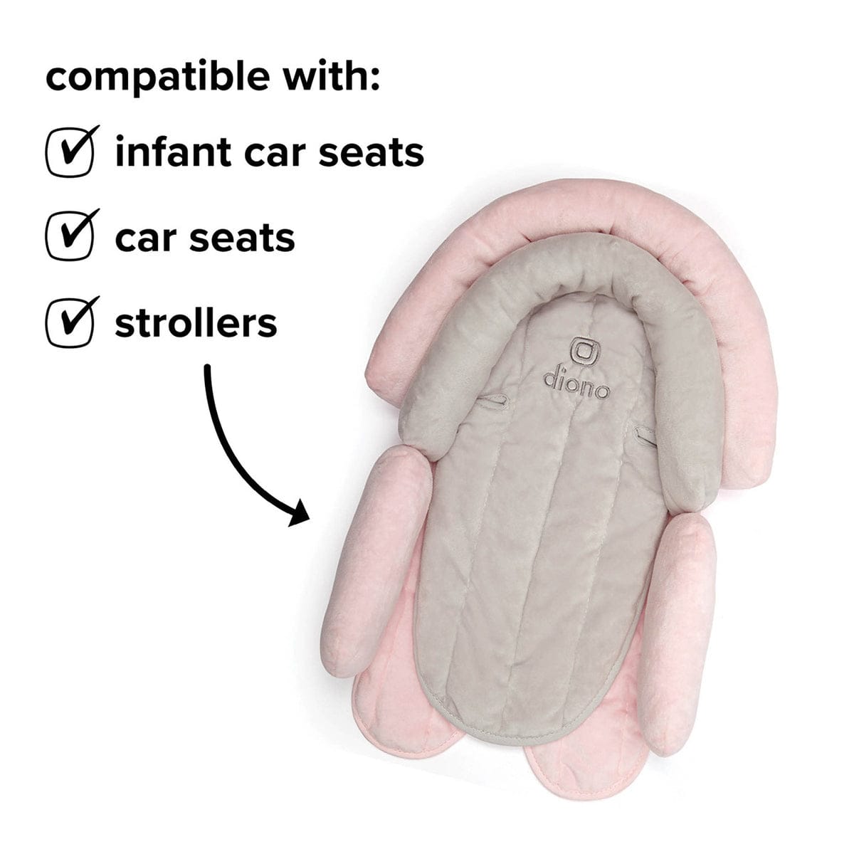 Diono Cuddle Soft 2-in-1 Head Support - Gray / Pink - 40290