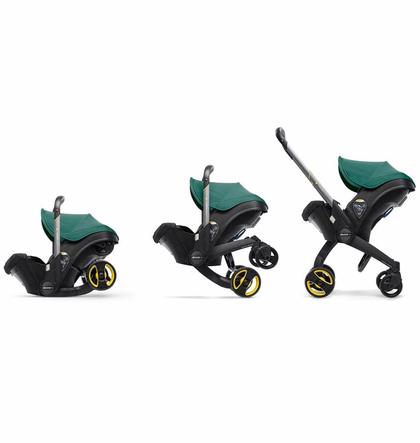Doona+ Infant Car Seat & Stroller with Handlebar Cover Bundle - Racing Green / Brown Leather - SP101-10-032-003-SP147-10-025-003