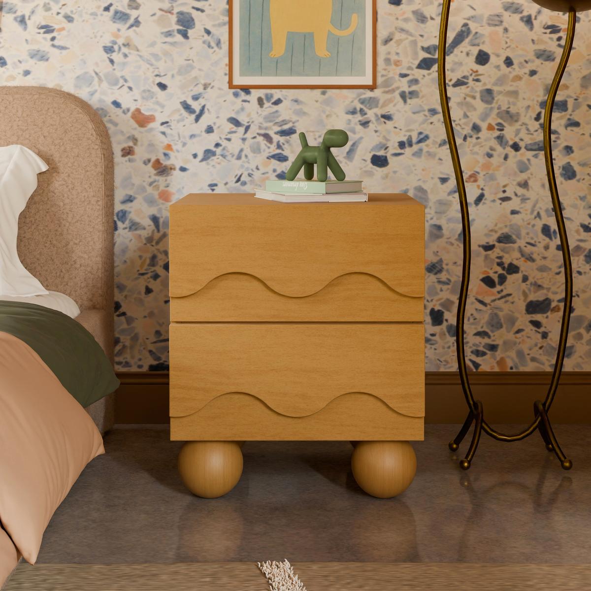 Babyletto Lido Wave Assembled Nightstand - Honey