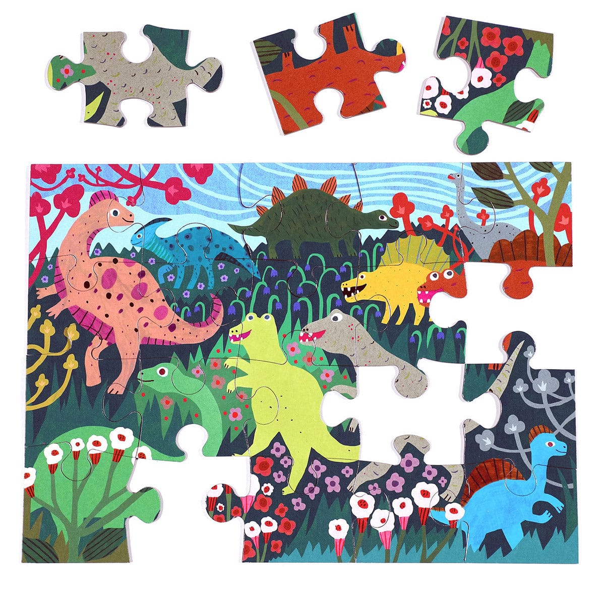 eeBoo 20 Piece Big Puzzle - Dinosaur Friends - PZDOF
