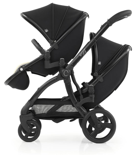 egg Strollers egg2 Double Stroller Bundle - Just Black - E2STJB-E2TAJB-E2TAAD