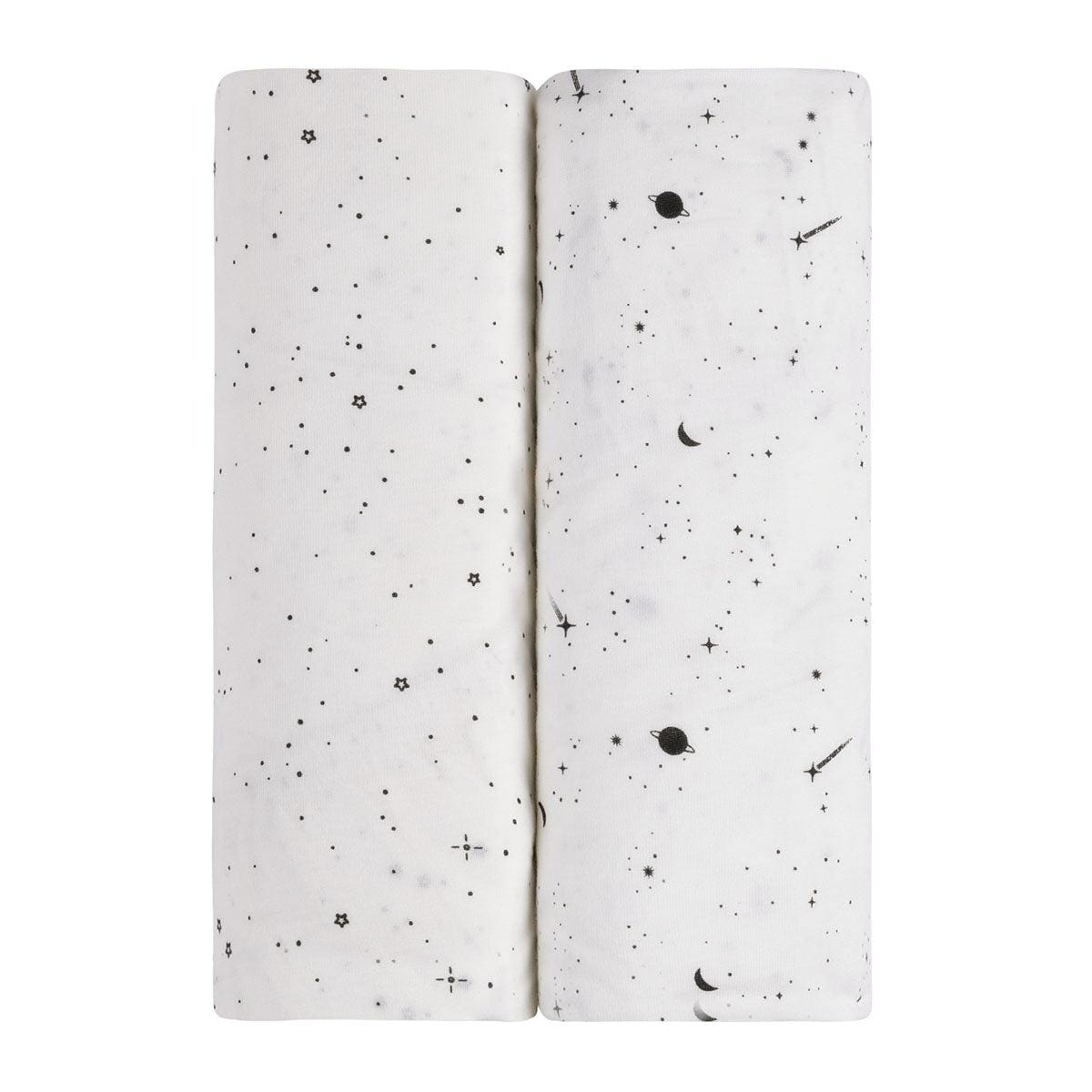 Ely's & Co. 2 Pack Changing Pad Covers - Black & White Celestial