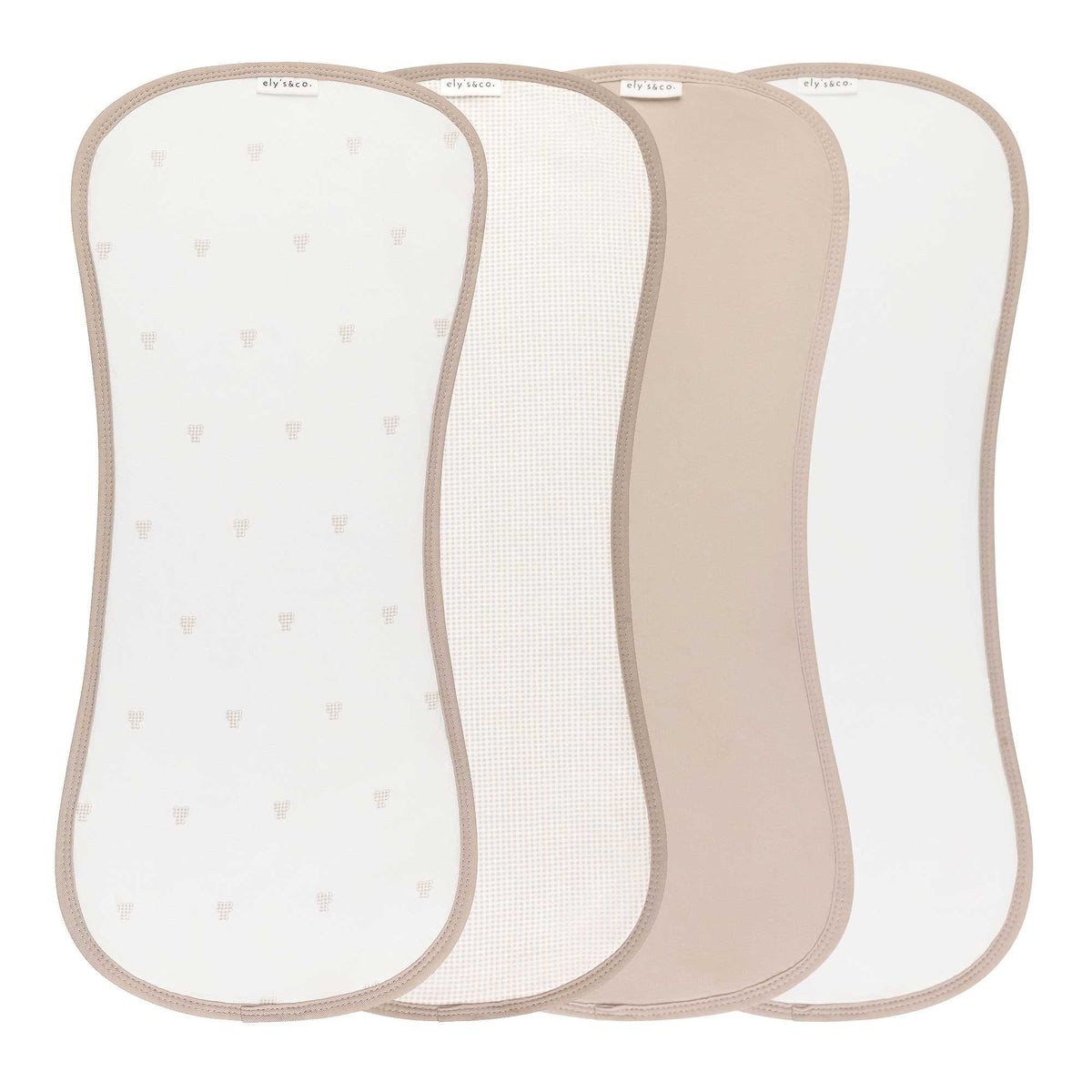 Ely's & Co. 4 Pack Absorbent Burp Cloths - Gingham Bear Collection - Tan