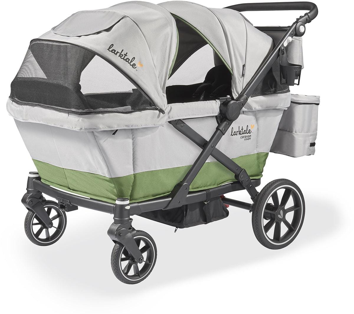 Larktale OPEN BOX Caravan Coupe Quad (4 Seater) Stroller Wagon - Gray / Green - LK51037-ob