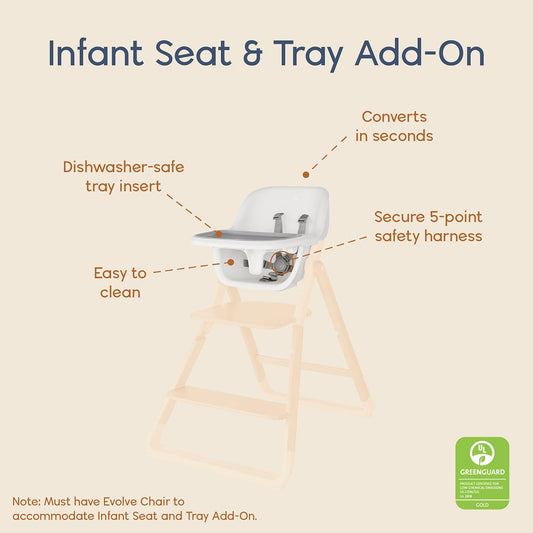 Ergobaby Evolve Infant Seat and Tray Add-On for Dark Wood Chair - EVLHCTSDKWD
