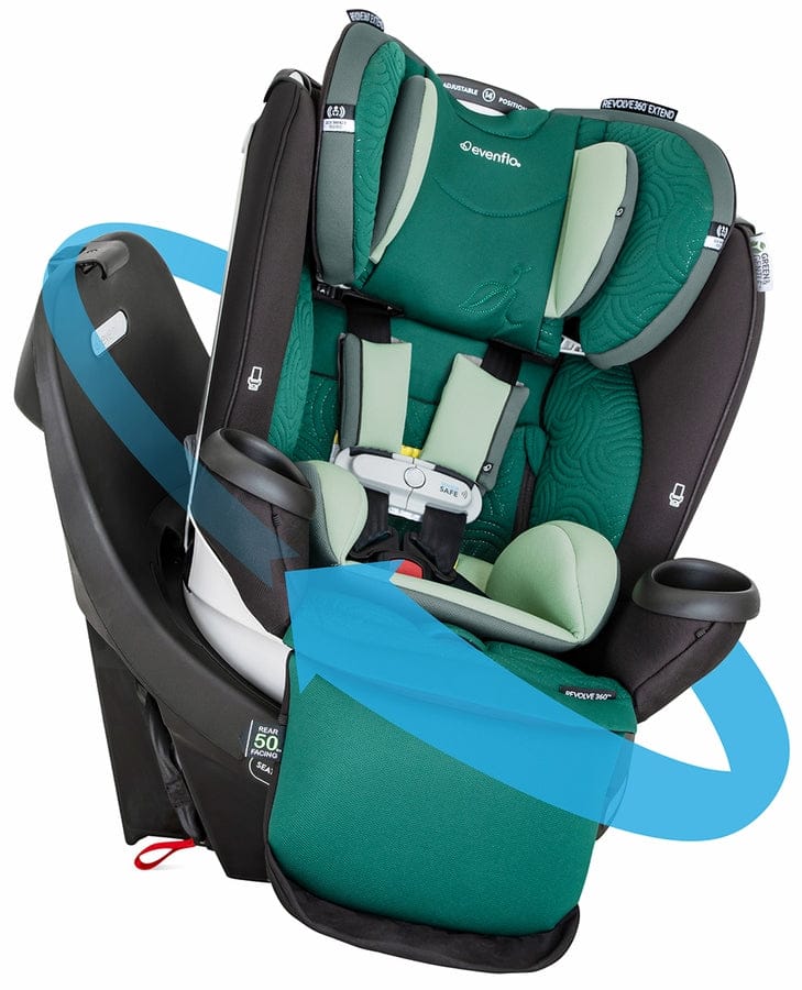 Evenflo OPEN BOX GOLD SensorSafe Revolve360 Extend Rotational All-In-One Convertible Car Seat - Emerald Green (Green & Gentle) - 38412428-OB