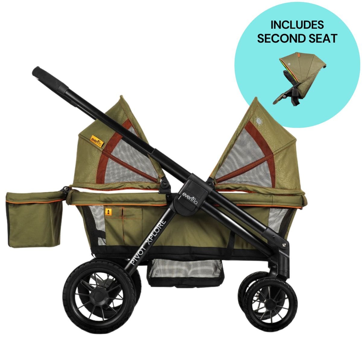 Evenflo Pivot Xplore All-Terrain Stroller Wagon + Second Seat Bundle