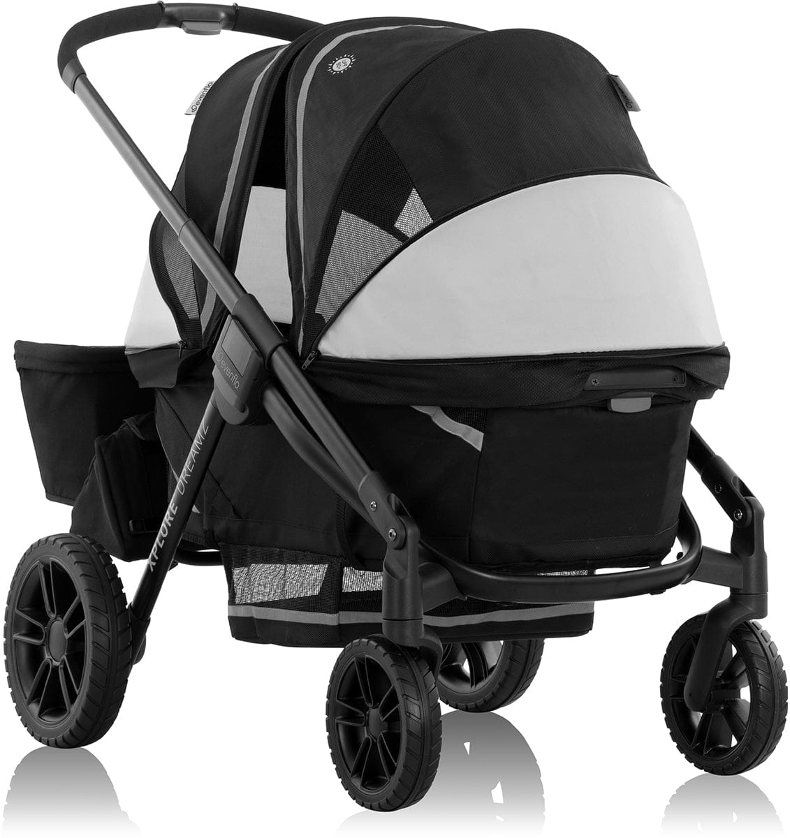 evenflo bassinet insert Evenflo Pivot Xplore Dreamz All-Terrain Stroller Wagon with Bassinet Insert (Jetsetter Black)