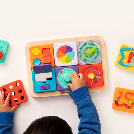 Fat Brain Toys PlayTab Tiles - Gear Works & Squeaky Reveal Sensory Set (Set 4) - FA488-6