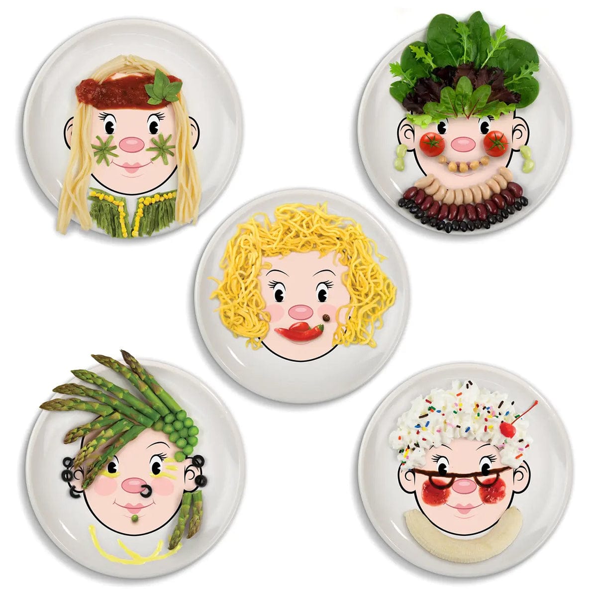 Fred & Friends Food Face Plate - Ms. Food Face - Peach - FFACEG
