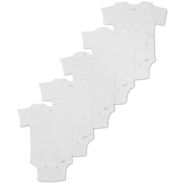 Gerber White 5 Pack Onesies - 0-3 Months - 38680506010203M